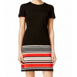 Calvin Klein Short Sleeve Stripe Shift Dress, Sz 8